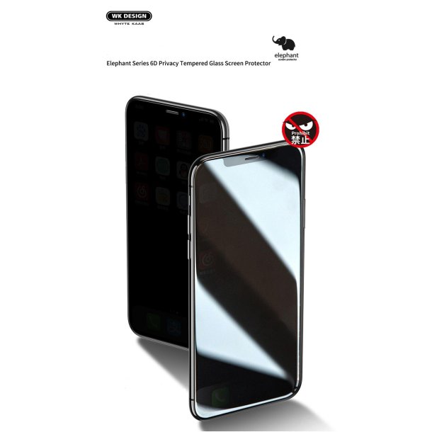 Skrmbeskyttelse (9H glas) - iPhone 13 Mini 5.4" m. Privacy, sort (6D curved/full)