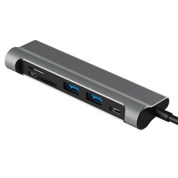 USB-C till HDMI, 2 x USB 3.0, SD+TF kortplats, PD