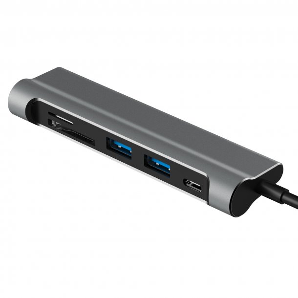 USB-C till HDMI, 2 x USB 3.0, SD+TF kortplats, PD