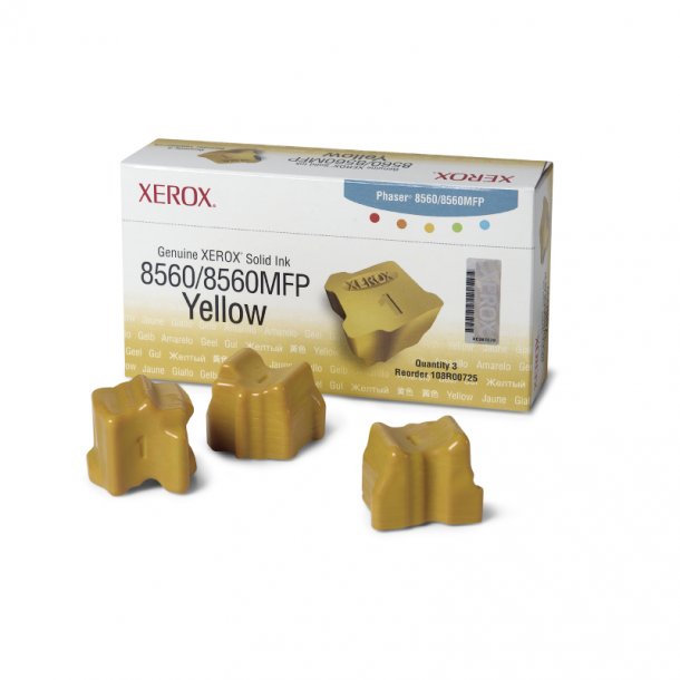 Xerox Phaser 8560 Y combo pack 3 stk - Gul 204 ml - Original blkpatron  108R00725