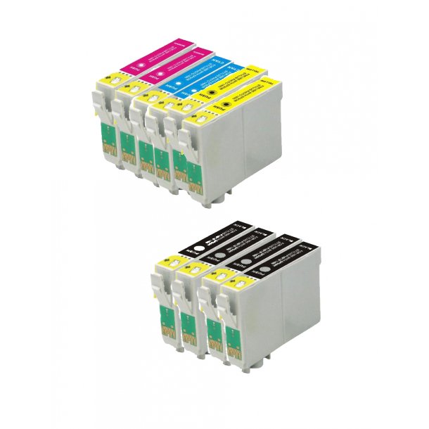 Kompatibel till Epson T0441 / T0442 / T0443 / T0444 Bl&auml;ckpatroner Rabattpaket 10 st kompatibel  182 ml
