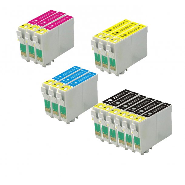 Kompatibel till Epson T0441 / T0442 / T0443 / T0444 Bl&auml;ckpatroner Rabattpaket 15 st kompatibel  273 ml