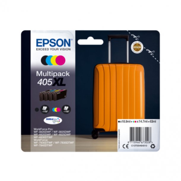 Epson T405 XL combo pack 4 stk - BK/C/M/Y 63 ml - Original blkpatron C13T05H64010
