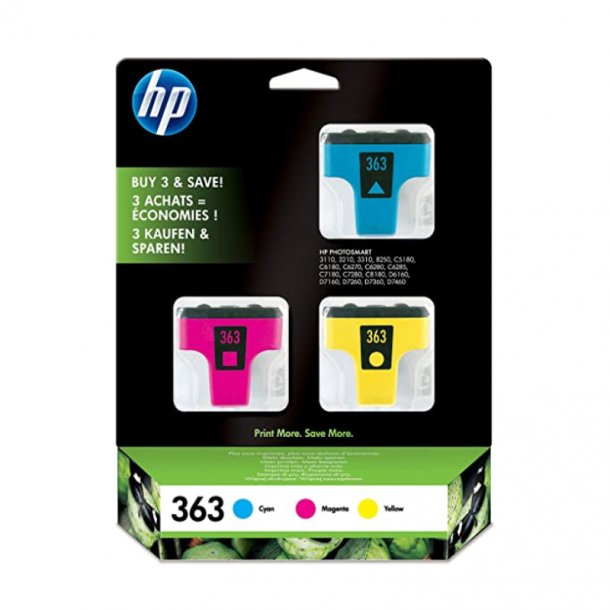 HP 363 combo pack 3 stk Original bl&auml;ckpatron (24 ml)