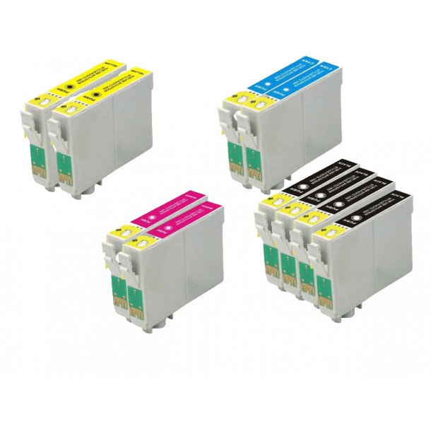 Kompatibel till Epson T0481/T0482/T0483/T0484 Bl&auml;ckpatroner Rabattpaket 10 st kompatibel  182 ml