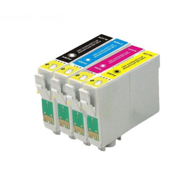 Kompatibel till Epson T0481/T0482/T0483/T0484 Bl&auml;ckpatroner Rabattpaket 4 st kompatibel  72,8 ml