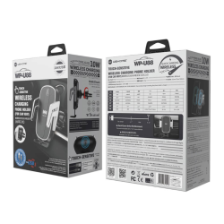 Trdl&ouml;s laddare och mobilhllare - f&ouml;r bil, 10W, svart/silver