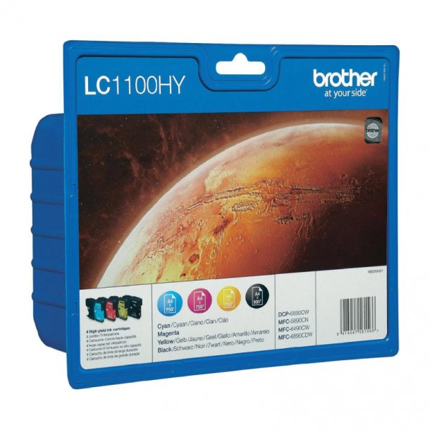 Brother LC1100 Ink Cartridge Combo Pack 4 pcs - LC1100HYV Original - BK/C/M/Y 54,8 ml