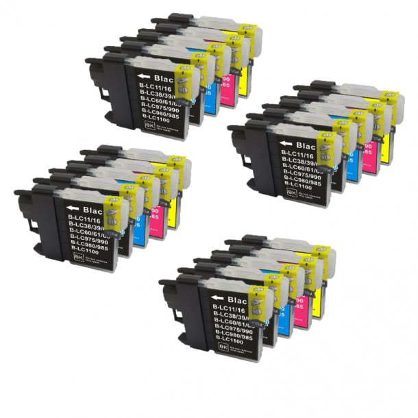 Brother LC1100 Ink Cartridge Combo Pack 20 pcs - Compatible - BK/C/M/Y 344 ml