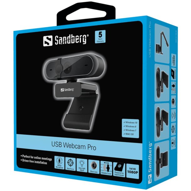 Sandberg USB Webcam Pro, Svart