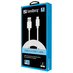 Sandberg USB - USB-C kabel, 2 m, hvid