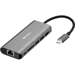 Sandberg USB-C Dock HDMI+LAN+SD+USB,61W, Vit
