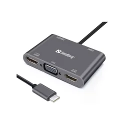 Sandberg USB-C Dock 2xHDMI+1xVGA+USB+PD