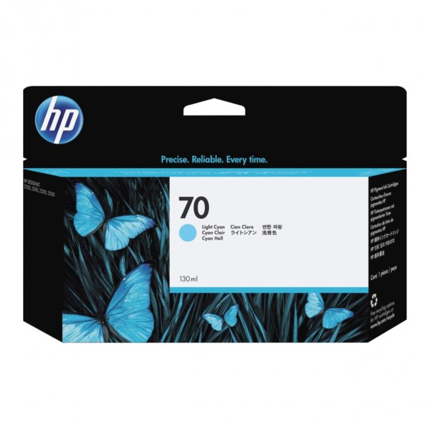 HP 70 LC blkpatron - C9390A Original - Lys Cyan 130 ml