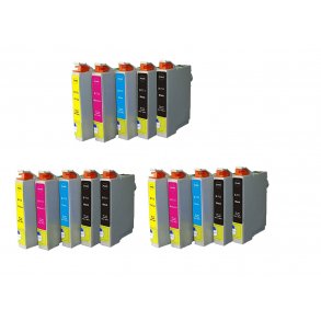 Pixojet bläckpatroner Epson T0711 - T0714, T0891 - T0894 - C13T07114011, 15 st. rabattpaket 211,5 ml