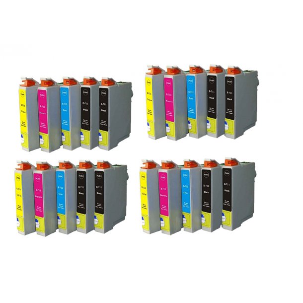 Pixojet blekkpatroner Epson T0711 - T0714, T0891 - T0894 - C13T07114011, 20 stk. rabattpakke 282 ml