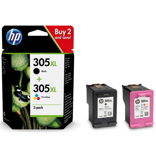 HP 305 XL combo pack 2 stk Original blckpatron (9 ml)