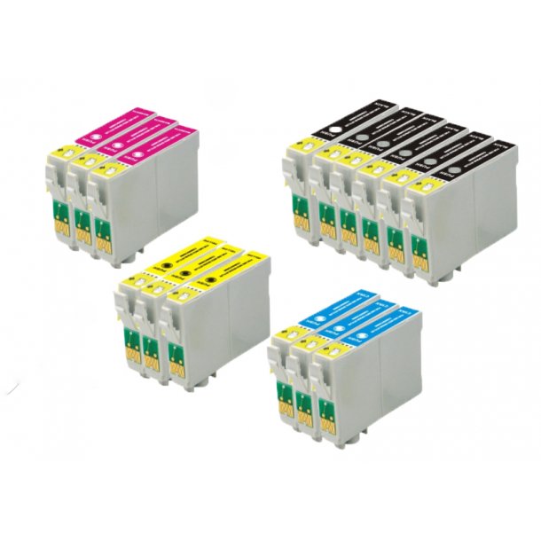 Kompatibel till Epson T0791/T0792/T0793/T0794 Bl&auml;ckpatroner Rabattpaket 15 st kompatibel  273 ml