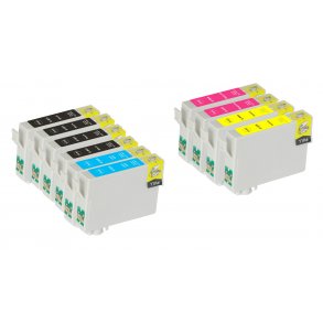 Kompatible blkpatroner Epson T0801 - T0804 - C13T08014011, 10 stk. rabatpakke 141 ml