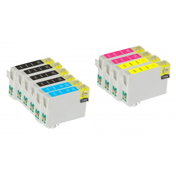 Kompatibel till Epson T0801/T0802/T0803/T0804 Bl&auml;ckpatroner Rabattpaket 10 st kompatibel  141 ml