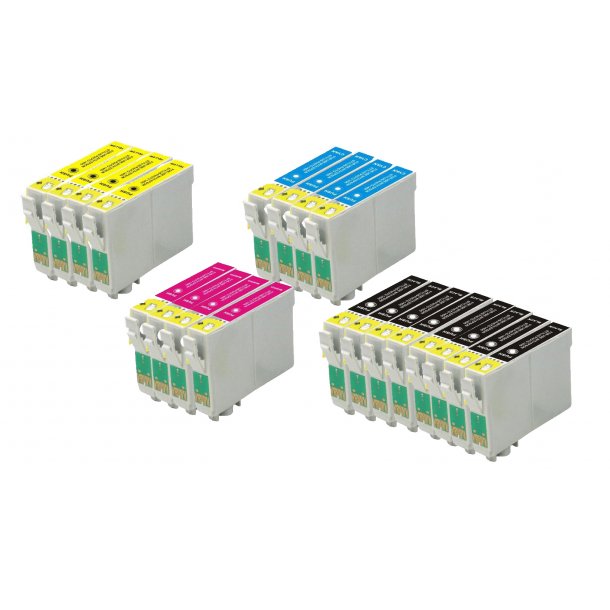 Epson T1001/T1002/T1003/T1004 sampak 20 stk - BK/C/M/Y 474,4 ml - kompatibel blkpatron
