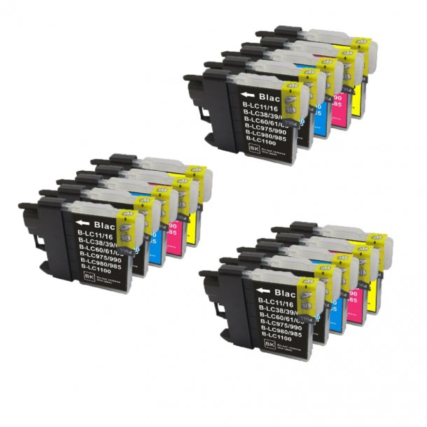 Brother LC 985 Ink Cartridge Combo Pack 15 pcs - Compatible - BK/C/M/Y 258 ml