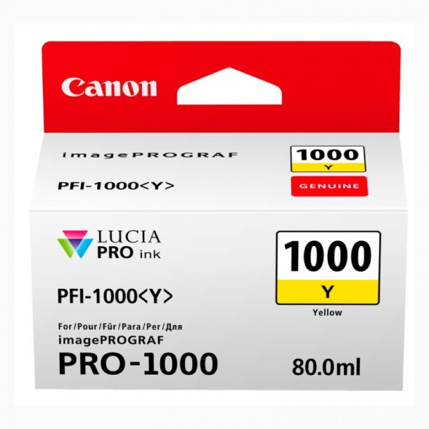 Canon PFI-1000 Y blkpatron - 0549C001 Original - Gul 80 ml