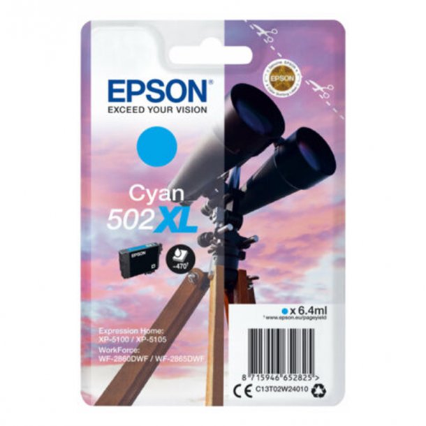 Epson 502 XL C blkpatron - C13T02W24020 Original - Cyan 6,4 ml