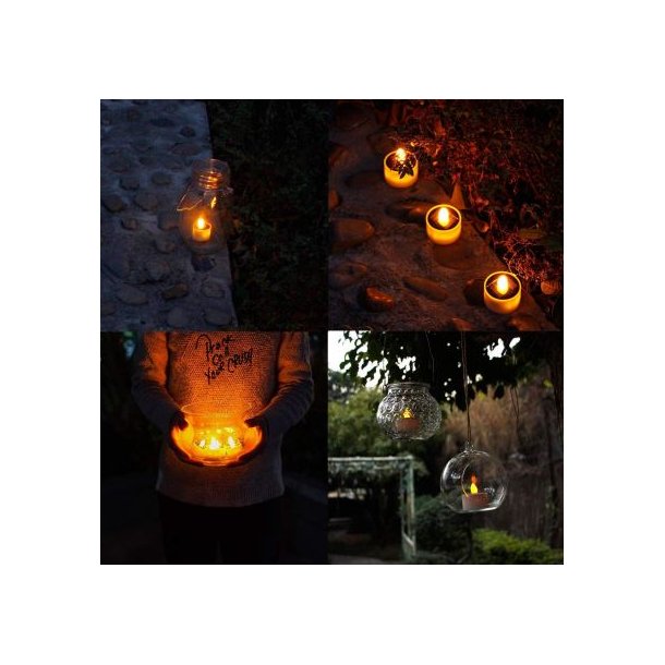 LED fyrfadslys m. solcellefunktion, 4 stk