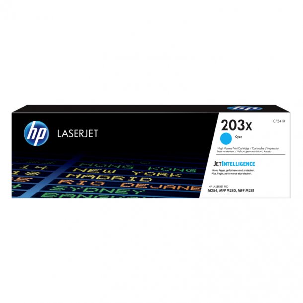 HP CF541X C (HP 203X) Lasertoner, Cyan, Original, 2500 sider