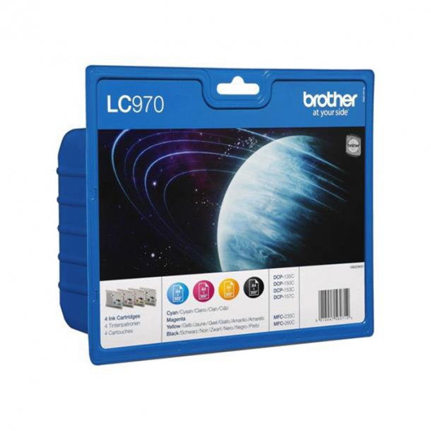 Brother LC970 (LC-970VALBP)  Set of 4 Ink Cartridges Cyan/Magenta/Yellow/Black, Original