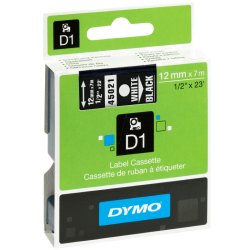 Dymo Tejp D1 12mmx7m vit/svart