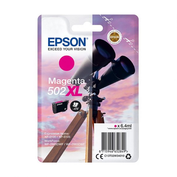 Epson 502 XL M blkpatron - C13T02W34020 Original - Magenta 6,4 ml