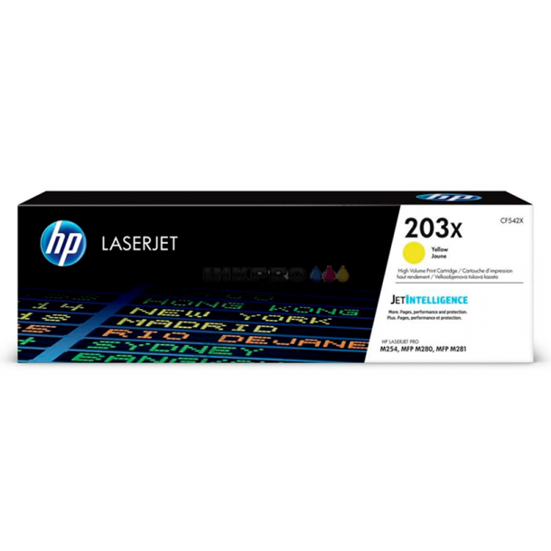 HP CF542X Y (HP 203X) Lasertoner, Gul, Original, 2500 sider