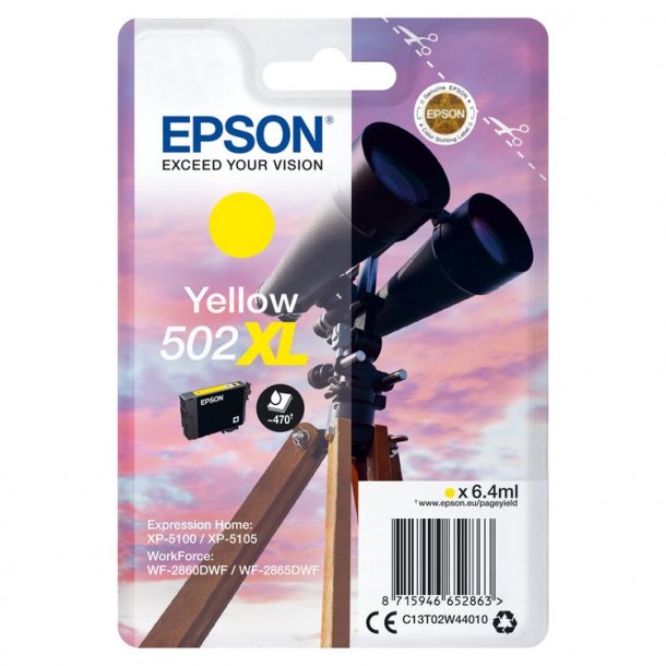 Epson 502 XL Y blkpatron - C13T02W44020 Original - Gul 6,4 ml