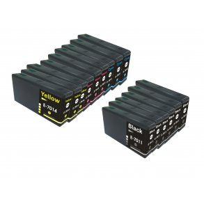 Pixojet bläckpatroner Epson T7011 - T7014 - C13T70114010, 15 st. rabattpaket 744 ml