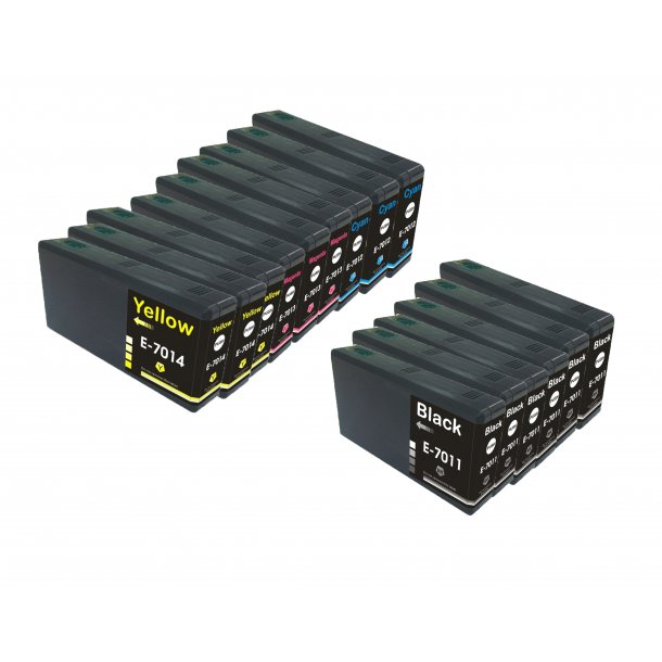 Kompatibel till Epson T7011/T7012/T7013/T7014 Bl&auml;ckpatroner Rabattpaket 15 st kompatibel  744 ml