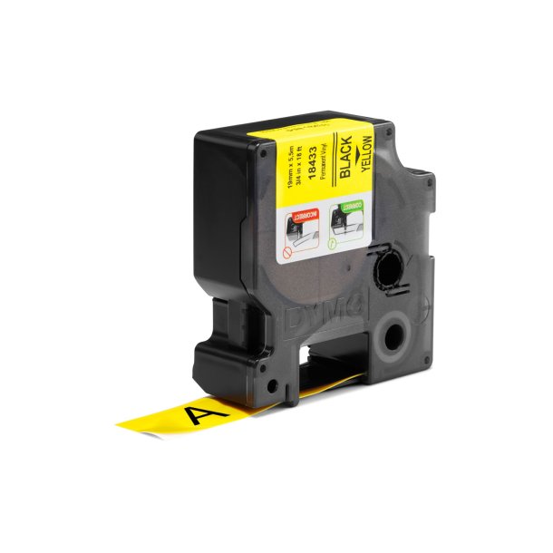 DYMO Tape Rhino 19 mm (5,5 m), Vinyl - svart/gul