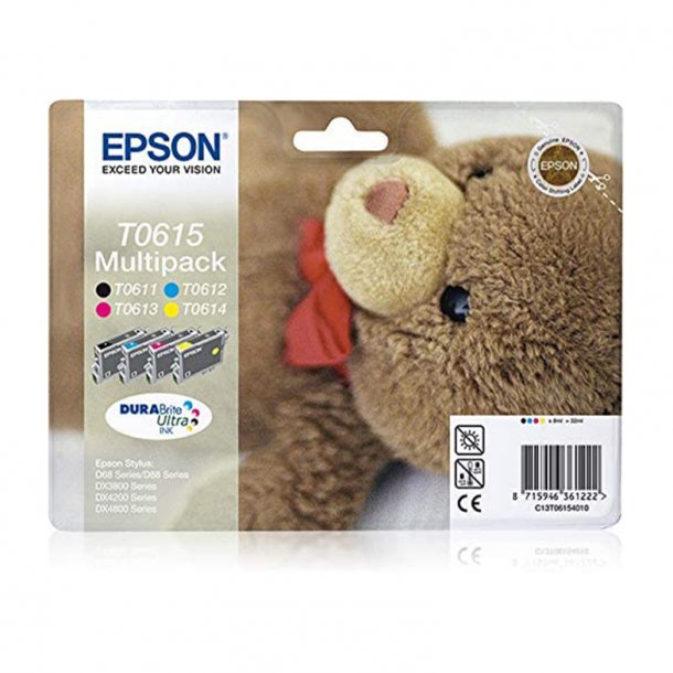 Epson T0615 Combo Pack 4 pcs Ink Cartridge - C13T06154010 Original - BK/C/M/Y 32 ml