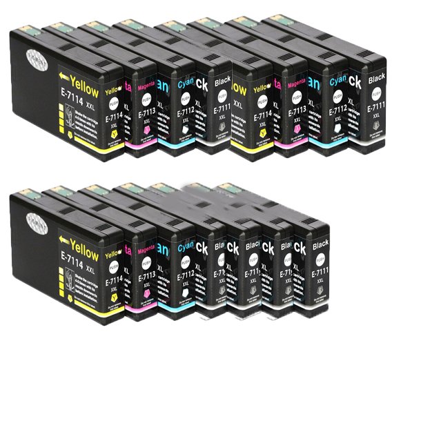 Pixojet blkpatroner Epson T7111 - T7114, 15 stk. rabatpakke 744 ml