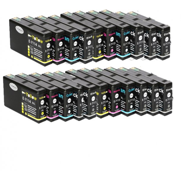 Pixojet blkpatroner Epson T7111 - T7114, 20 stk. rabatpakke 992 ml