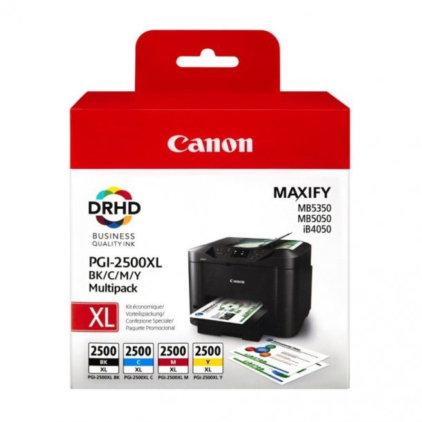 Canon PGI 2500 XL CMYK Pigment, Sampak 4stk blkpatron, Original 128 ml