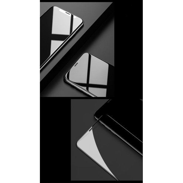 Skrmbeskyttelse (9H glas) - iPhone 12/12 Pro 6.1", sort (6D curved/full)