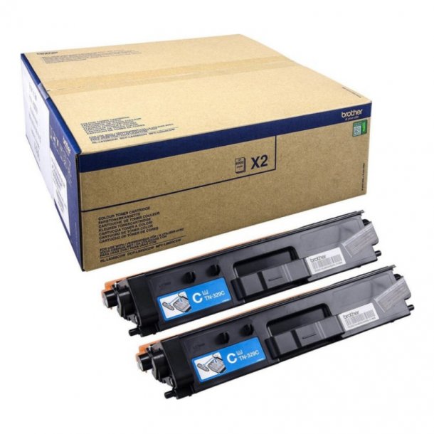 Brother TN329C combo pack 2 stk Toner - TN329CTWIN Original - Cyan 12000 sider