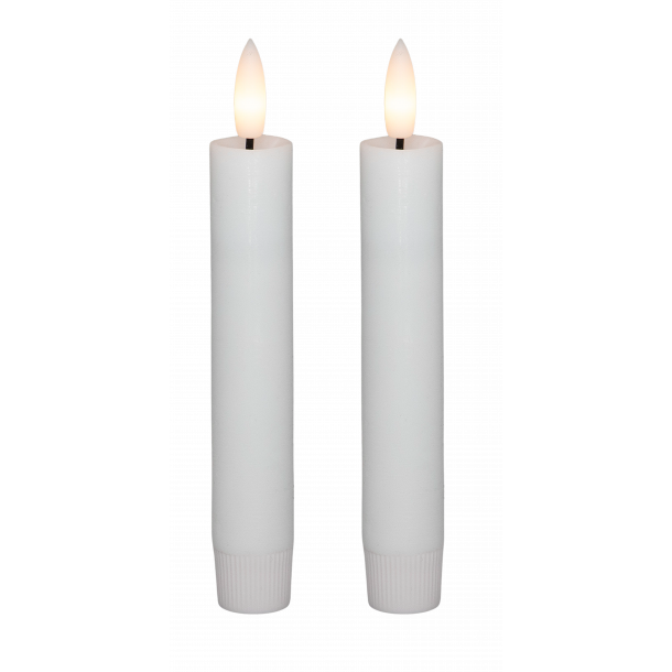 Cozzy candle light, 3D flame, 15 cm, white, 2 pcs. w. timer