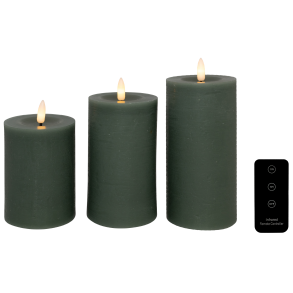 LED blockljus, grön, 3-pack inkl.fjärrkontroll