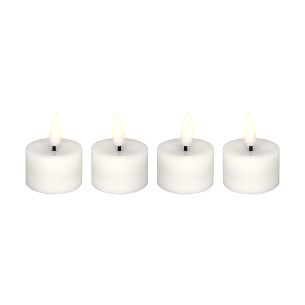 Cozzy candle in wax, 3D flame, white, (used with remote control), 4 pcs