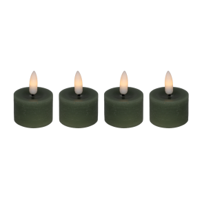 LED värmeljus i stearin, grön, 4 st