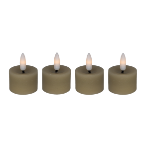 LED värmeljus i stearin, sand, 4 st