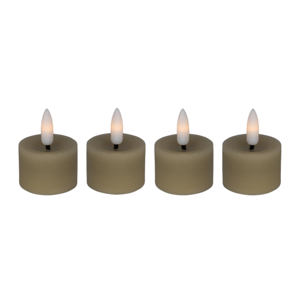 Cozzy tea light in wax, 3D flame, sand, (used with remote control), 4 pcs
